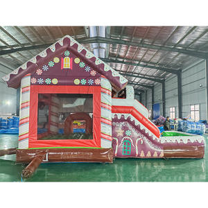 Castillo inflable comercial personalizado de PVC duradero con impresión digital para parque de Navidad, con tobogán y piscina. - Product Image 4