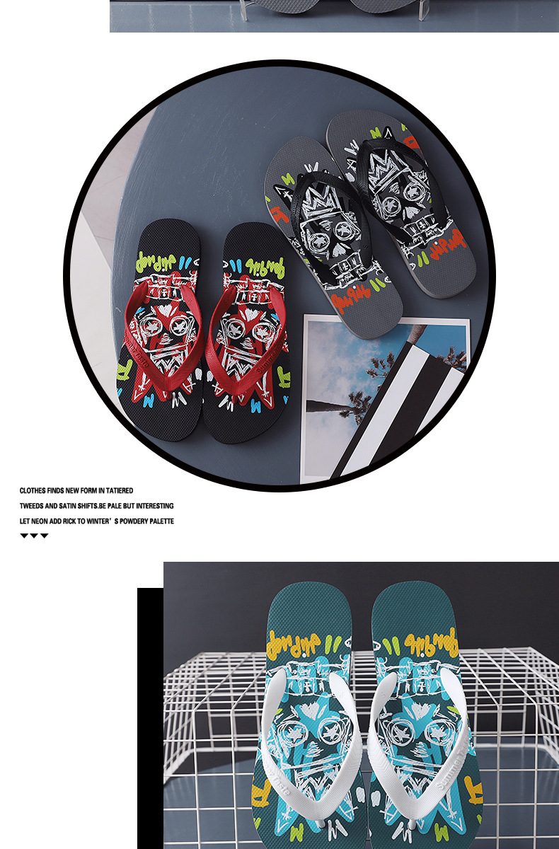 Cheap Wholesale PE PVC Slippers Flip Flops for Men Beach Casual Shoes Printing Filpflops