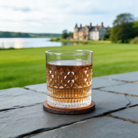 Coffret cadeau en bois gravé personnalisé, ensemble de verres à whisky, verre à whisky en cristal taillé en diamant avec sous-verres en bois, cadeau personnalisé pour homme