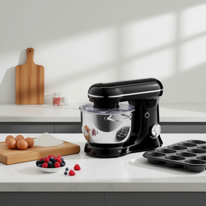 Batteur sur socle électrique 5L, 10 vitesses, tête inclinable, bol en acier inoxydable, compatible lave-vaisselle, crochet pétrisseur, batteur plat, fouet, usage domestique - Product Image 2