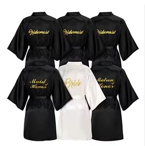 Caliente negro novia compromiso despedida de soltera novia regalos conjunto bolso de mano bata damas de honor zapatillas despedida de soltera boda novia regalos conjunto - Product Image 6