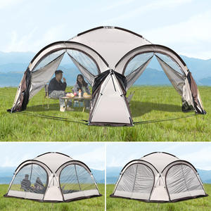 Tingkatkan kanopi tabir surya bulat untuk berkemah 6-10 orang, kanopi kubah hitam dengan ekor tenda kain Oxford luar ruangan besar - Product Image 3