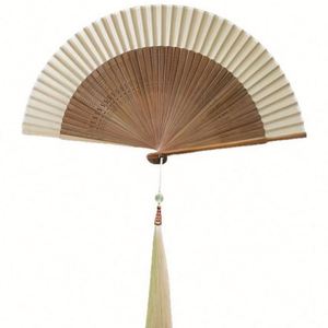 21cm Luxury White Foldable Bamboo Hand Fan High Quality Traditional Folk Art Carved Vintage Advertising Eco-Friendly Wedding - Product Image 1
