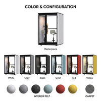 Cabine de bureau insonorisée pour 2 personnes, cabine acoustique, structure en alliage d'aluminium, éclairage LED, verre trempé de 6 mm - Poste de travail privé portable