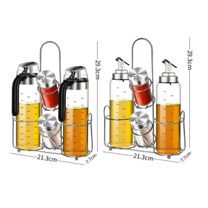 Set of 4pieces Oil and Vinegar Dispenser Cruet Glass Spice set