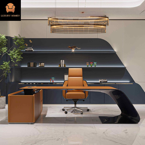 Moderner Massivholz Bugatti Chefschreibtisch mit Lackierter Oberfläche Stilvoller Computertisch für Villennutzung - Product Image 6