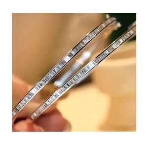 Xinfly Fine Jewelry 18K Pure Gold <b>Bangle</b> <b>Bracelet</b> 0.80CT Baguette Cutting Micro Diamond Waterproof Design Natural Shine Gift - Product Image 1