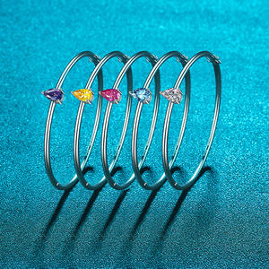 <span class=keywords><strong>Bracelet</strong></span> simple et fin en <span class=keywords><strong>argent</strong></span> sterling 925, <span class=keywords><strong>bracelet</strong></span> épais uni, coupe de perle, 1CT VVS1 GRA, solitaire, moissanite colorée, bijoux pour femmes - Product Image 2