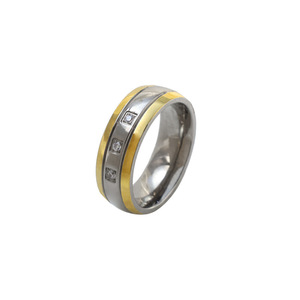 Pure <b>Titanium</b> <b>Ring</b> Geometric Shape Gold Inlay Channel Setting Women's Jewelry Everyday Wear - Product Image 5
