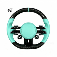 Volant de voiture personnalisé en fibre de carbone et cuir perforé bleu pour Mercedes W223 C300 W206 W205 W221 W212