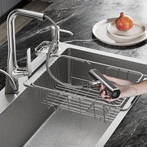 Luxurious <b>large</b> single-tank 304 stainless steel kitchen sink under-counter basin left row vegetable basin sink - Product Image 2