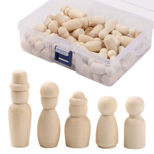 Juego de muñecas de madera, 60 piezas, color natural, 18 cm, juguete DIY para niños, kit de manualidades de pintura creativa - Product Image 1