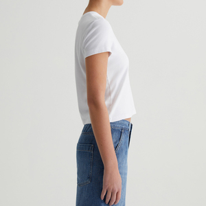 Phụ Nữ Của Cắ<span class=keywords><strong>t</strong></span> Crewneck Bé Sườn Tee Đúng Trắng Bông Pha Trộn Ngắn Tay Áo Hàng Đầu Bán Buôn - Product Image 4