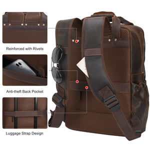 Sac à dos en cuir véritable vintage pour homme, sac à dos en cuir de vache brun original, sac à dos en cuir véritable - Product Image 2