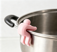 FOREVER Clip de Couvercle de Casserole en Silicone, Motif Petit Homme Mignon, Résistant à la Chaleur, Anti-Débordement, Support Créatif pour Couvercle de Casserole, Gadget de Cuisine pour Empêcher l'Ébullition