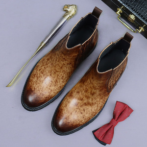 Chaussons en cuir anglais à semelles épaisses et hauteur mi-mollet, bottes Chelsea en cuir véritable à tige haute, style formel et professionnel - Product Image 4