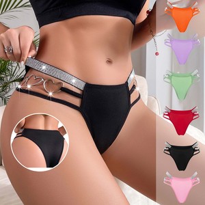 <span class=keywords><strong>Slip</strong></span> da donna taglie forti, sexy, con anello a cuore in argento e laccetto, tinta unita, stile cheeky - Product Image 1