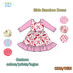 Ruidian ODM OEM Ingrosso Abito Girovaglio in Bambù per Bambine a Maniche Lunghe con Orlo a Balze e Ampia Gonna, <span class=keywords><strong>Abbigliamento</strong></span> Boutique per Bambini in Bambù - Product Image 6