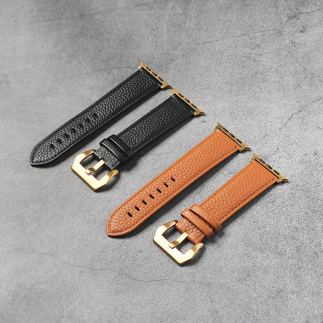 2024 Luxury Recycled Genuine Leather Strap for Apple Watch Handmade Vintage Leather Band for Men