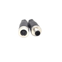 Connecteur M12 2 broches mâle droit en plastique noir pour câble