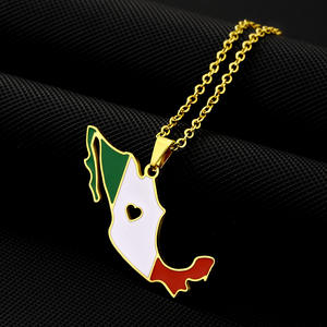 Nuevo México mapa bandera colgante collar para Mujeres Hombres oro plata Color Acero inoxidable encanto moda joyería mexicana regalos - Product Image 5