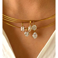 Collar de alambre |   Cadena de Acero Inoxidable Chapada en Oro PVD de 18K, Collar Ajustable |   Impermeable, Hipoalergénico y Resistente al Deslustre