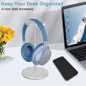 Headphone <strong>Stand</strong>, Curved <strong>Headset</strong> <strong>Stand</strong> with Aluminum Rod ABS Solid Base <strong>Gaming</strong> <strong>Headset</strong> Holder for Desk Headphone Accessories - Product Image 5
