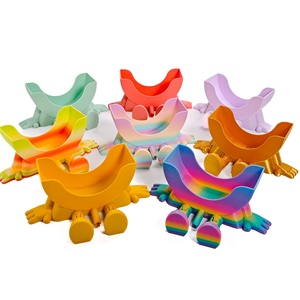 Support d'éponge à récurer 3D imprimé motif visage souriant, design artistique moderne et créatif, drôle, avec égouttoir et rangement, pour l'exportation - Product Image 5