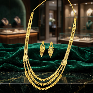 Wholesale Brass 14K18K24K Micron Gold Filled Dubai Style Rani Haar <b>Bridal</b> Long Necklaces Set Traditional Design Fashion Jewelry - Product Image 5