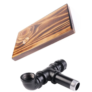 Giá sách bằng ống công nghiệp kết hợp gỗ 43.<span class=keywords><strong>3</strong></span> inch, phong cách rustic, nội thất phòng khách, giá sách <span class=keywords><strong>3</strong></span> tầng bằng kim loại treo tường - Product Image 6