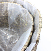 Pot bunga berlapis tahan air jahit tangan dengan tali jerami