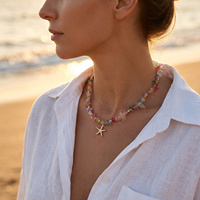 Collier ras du cou CUMAI en perles de pierres naturelles colorées et coquillages étoiles de mer, plaqué or, pour femme, accessoires de bijoux pour l'été et les fêtes à la plage