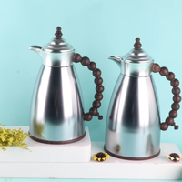 Ensemble de carafes isothermes arabes à marge commerciale élevée, 1L et 0.7L, en verre rose, avec poignée perlée, pour café et thé, décoration de fête du Ramadan