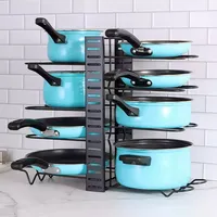 Choix Articles ménagers amusants cuisine supports de rangement organisation trucs comptoir armoire casserole support réglable Pot couvercle support