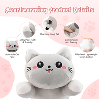 Coussin chauffant USB en peluche chat gris pour soulager les crampes menstruelles, les douleurs cervicales, dorsales, lombaires et abdominales chez la fille, portable pour la maison et le bureau