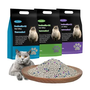 Pasokan pabrik produk pembersih hewan peliharaan super baru sampah kucing harga rendah silikon zeolite kunci bau bentonit beraroma sampah kucing