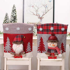 Nuevas Fundas de Silla Navideñas de Tela con Diseño de Santa Claus, Muñeco de Nieve y Alce para Comedor, Cena Familiar y Decoración del Hogar, 52*46cm - Product Image 4