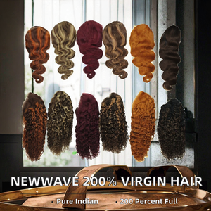 Cabello Virgen Indio NewWave Color Marrón <span class=keywords><strong>Chocolate</strong></span>, 200% de Densidad, Sin Pegamento, para Pelucas con Mechas Rubias Ceniza y Gran Longitud - Product Image 2