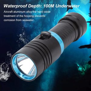 Stepless Dimming IP67 Waterproof USB <b>Rechargeable</b> Submarine Lamp T6 LED Diving Underwater <b>Flashlight</b> 100m 1000Lumen - Product Image 2