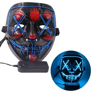 Disfraz de Halloween para fiesta, nuevo estilo, disfraz brillante y aterrador, LED, escudo facial, negro, V, sangre luminosa, Horror, Halloween, 2023