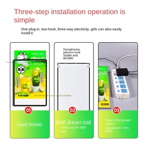 Boîte à lumière LED ultra-mince en alliage d'aluminium en verre trempé panneau d'affichage mural suspendu pour affiche lumineuse Menu Illustration - Product Image 5