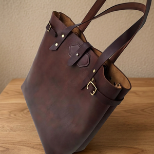 BS INTERNATIONAL Pochette décontractée pour femme en cuir véritable, élégante, durable, légère, avec fermeture éclair, souple, imperméable, écologique, grande taille - Product Image 2