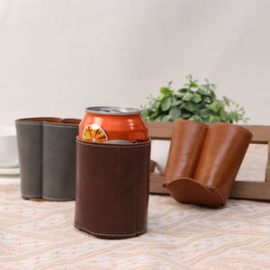 High Quality PU Leather Stubby Holder with Custom Logo Insulated Thermal Beer & Beverage Can <b>Cooler</b> <b>Drink</b> Sleeve Coozies Cans - Product Image 4