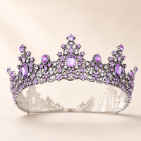 Magnifique diadème en filigrane de pierres précieuses Duiyan en forme de couronne pour événements de concours, de scène ou de cosplay (rubis, émeraudes)