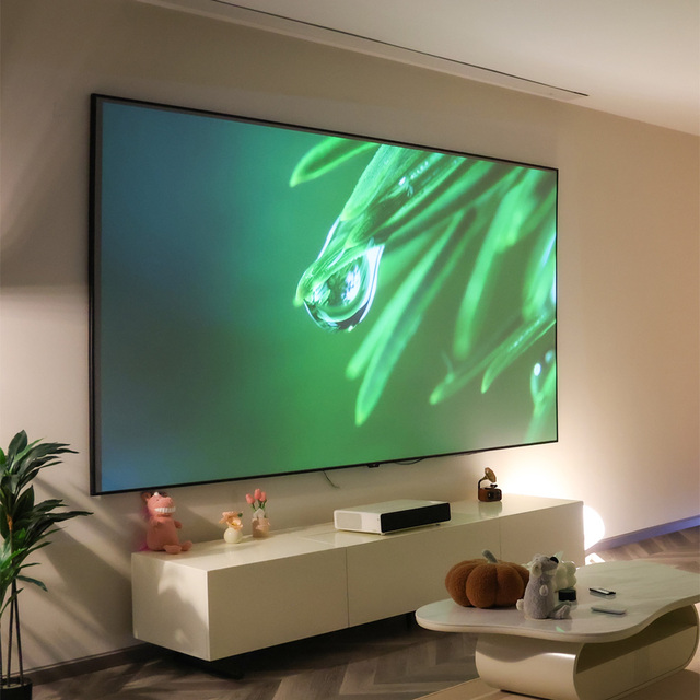 PerfecTisan 110 Inch Ust Alr Projection Screen Fresnel Projector Screen Normal Throw Fixed Frame 16:9 Laser Projector Screen