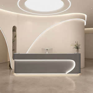 Comptoir de réception incurvé moderne, sur mesure, pour salon de beauté, hall d'hôtel - Product Image 3