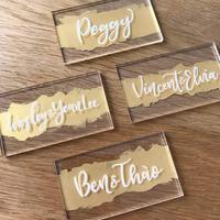 Cartes de place de sièges de mariage de marques acryliques vierges pour nom et numéros de table personnalisés
