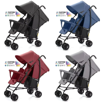Poussette double pour bébés jumeaux, pliable, multifonctionnelle, portable, 4 roues, cadre en acier inoxydable, pour nourrissons