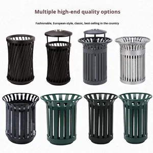 Cesto di fiori apertura in piedi all'aperto pattumiera grande bidone dei rifiuti per cortile Villa Area panoramica comunità del parco senza <span class=keywords><strong>coperchio</strong></span> - Product Image 6