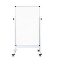 360 °   Tableau blanc effaçable à sec double face rotatif avec support mobile à roulettes, coins en ABS et cadre en acier inoxydable